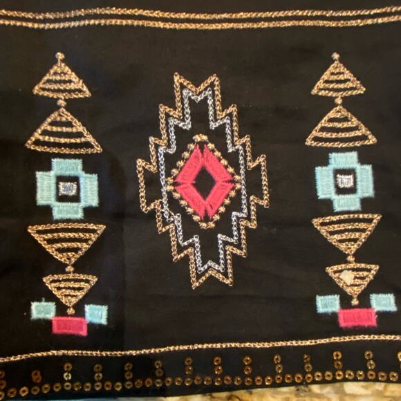 Verty Black Embellished Skirt with Metallic, Pink and Aqua Womens Medium - Picture 5 of 7